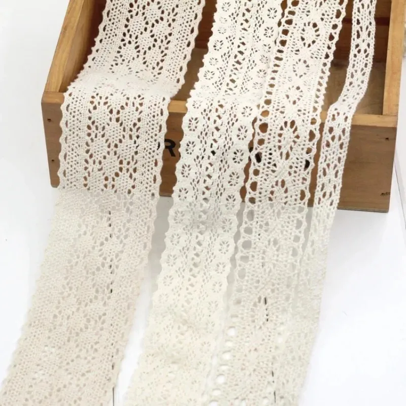 Lace Ribbon Trim - Ivory White Cotton Lace Trim Ribbon