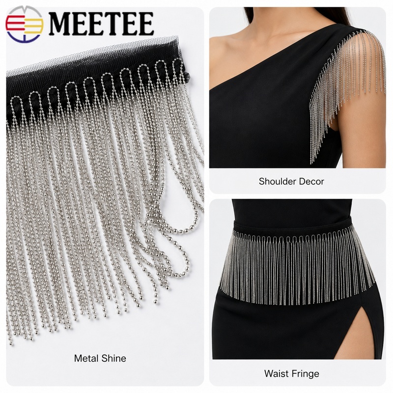 Beaded Trim Fringe - شريط زخرفي من الخرز المعدني بطول