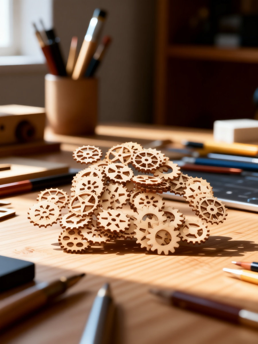 Embellish Craft - 100 قطعة من التروس الخشبية للحرف