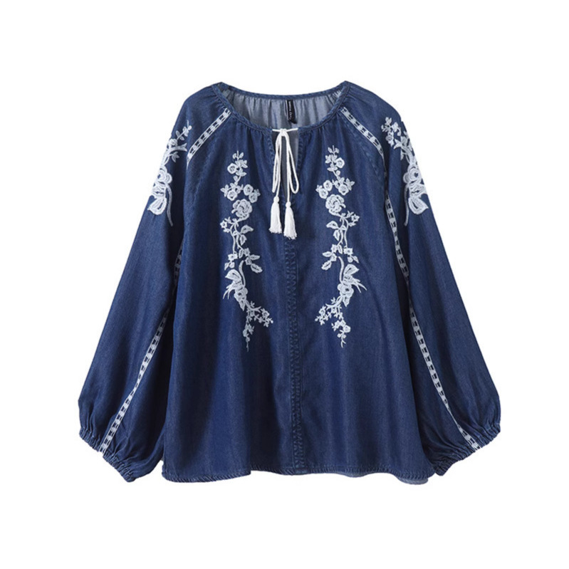 بلوزة نسائية من قماش الدنيم بل - مراجعة Tassel Fringe Trim وسعره
