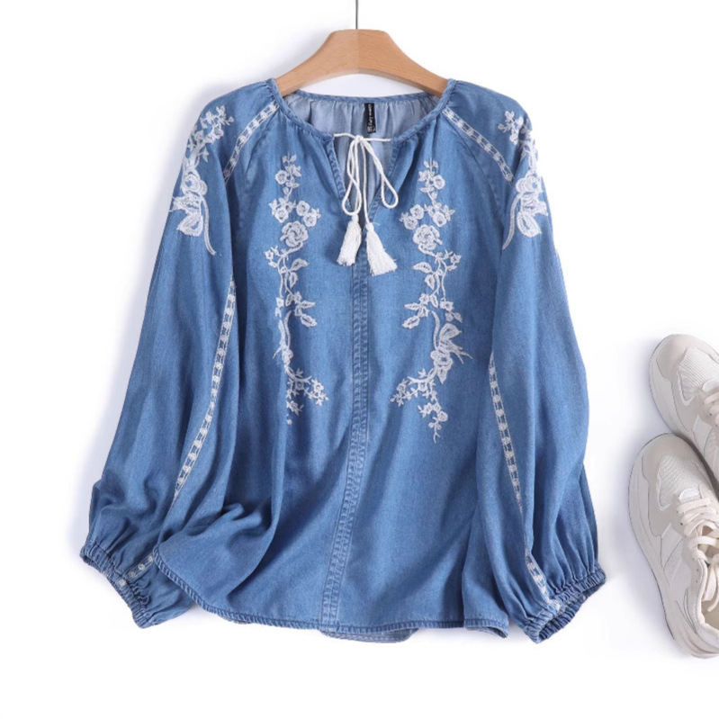 بلوزة نسائية من قماش الدنيم بل - مراجعة Tassel Fringe Trim وسعره