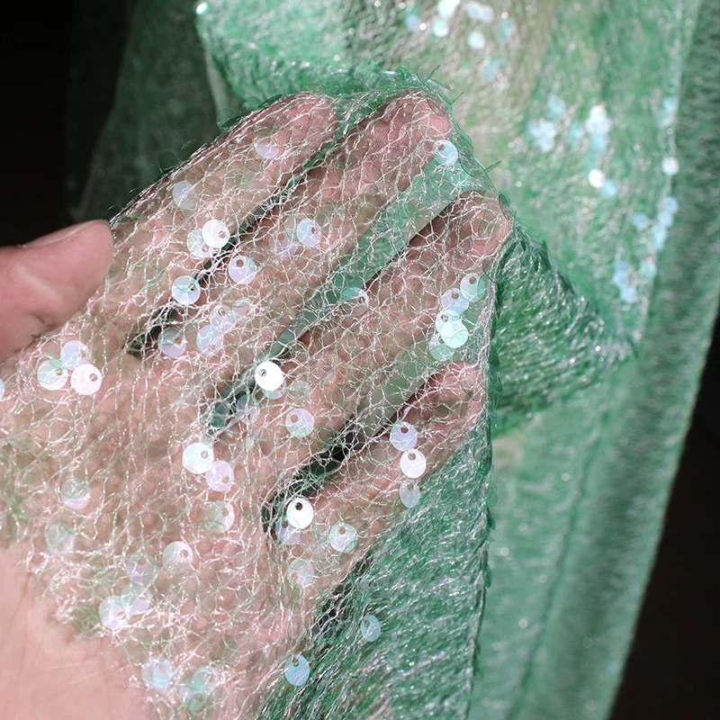Xianqi-قماش شبكي صغير بالترتر  - مراجعة Crystal Mesh Fabric وسعره