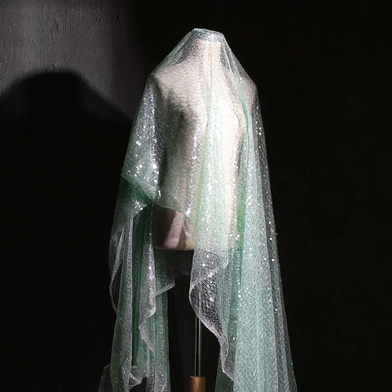 Xianqi-قماش شبكي صغير بالترتر  - مراجعة Crystal Mesh Fabric وسعره