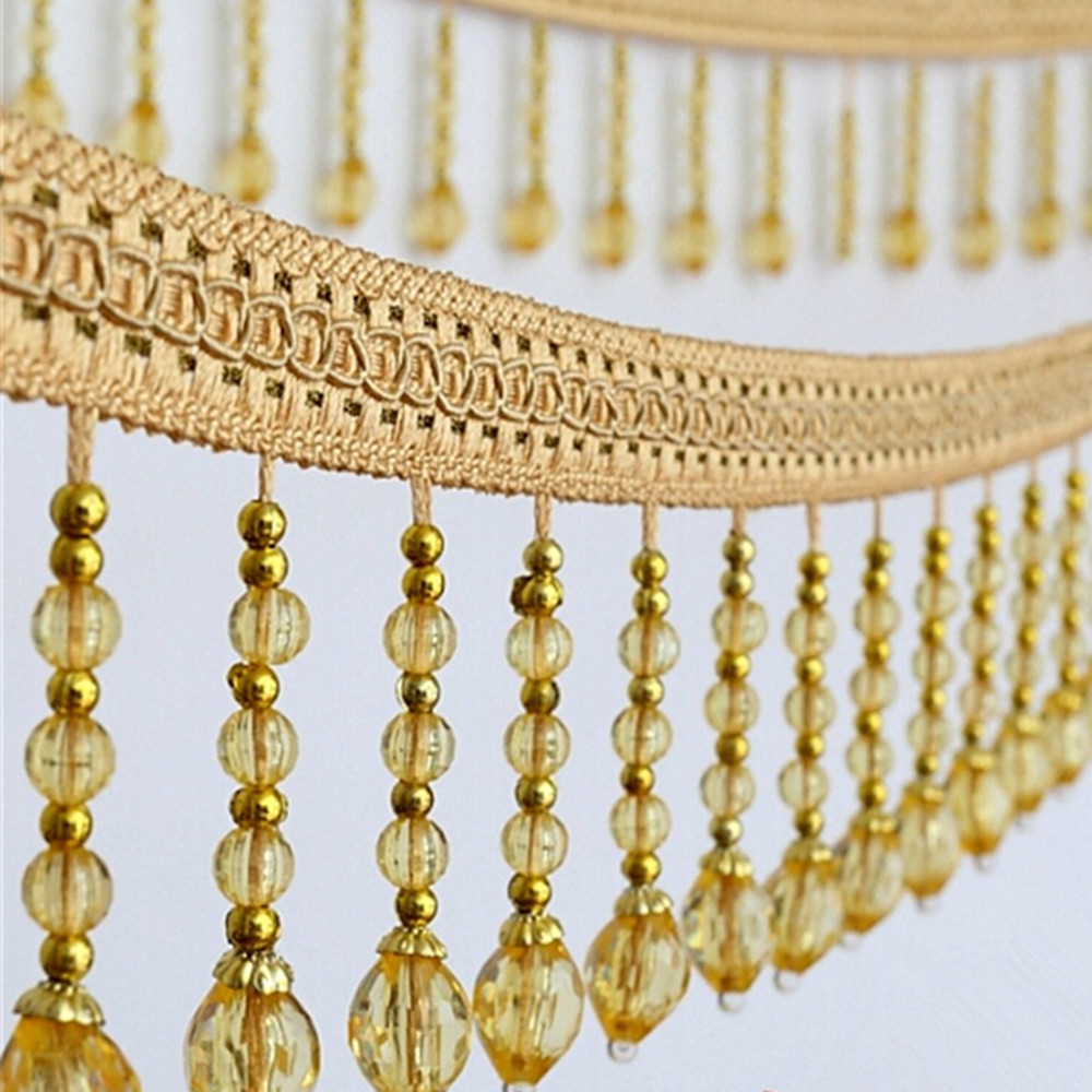 شريط قماش مزخرف بخرز معلق وشرا - مراجعة Beaded Trim Fringe وسعره